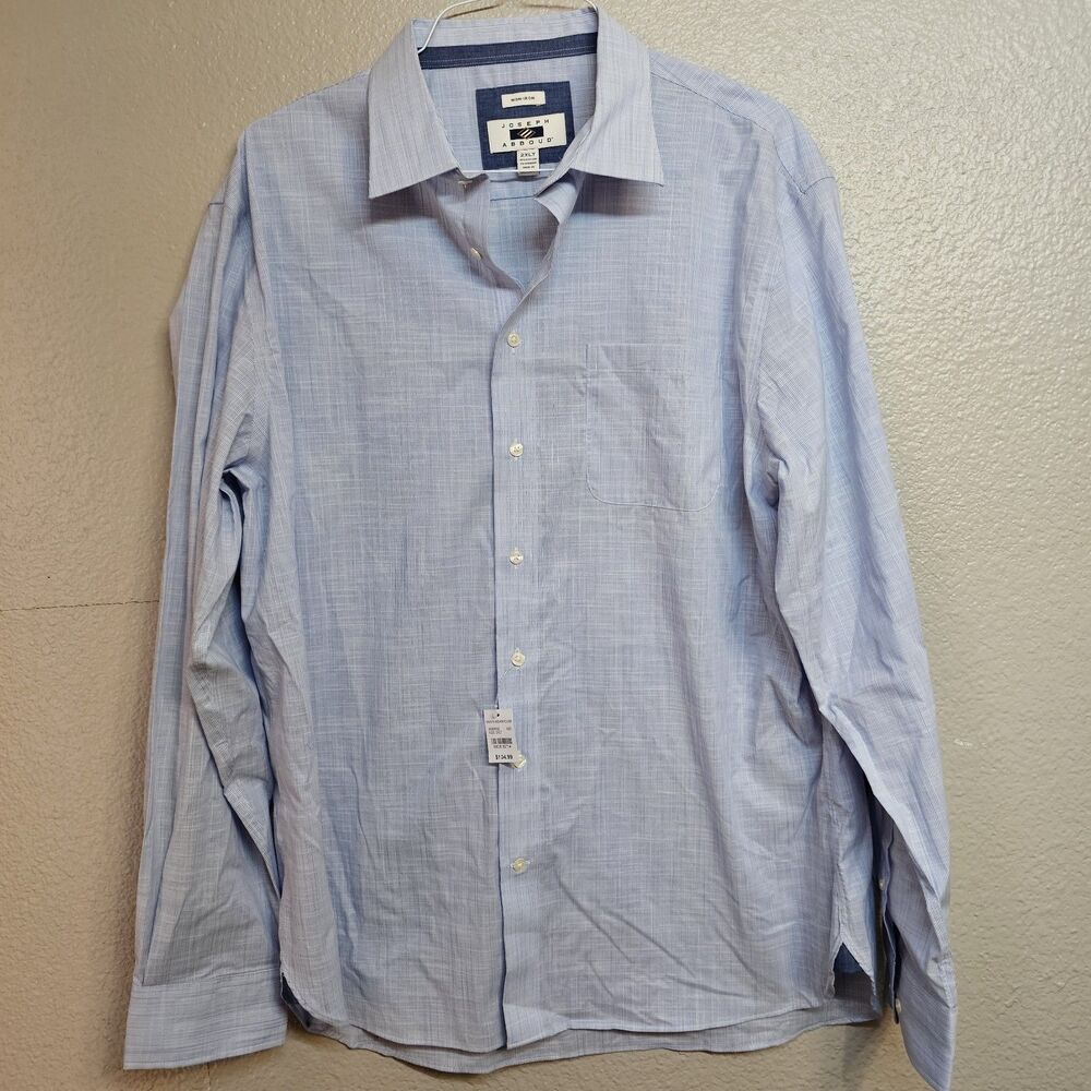 NWT Joseph Abboud 2XLT Non-Iron Dress Shirt Blue Tall Stretch Office Wear FF798